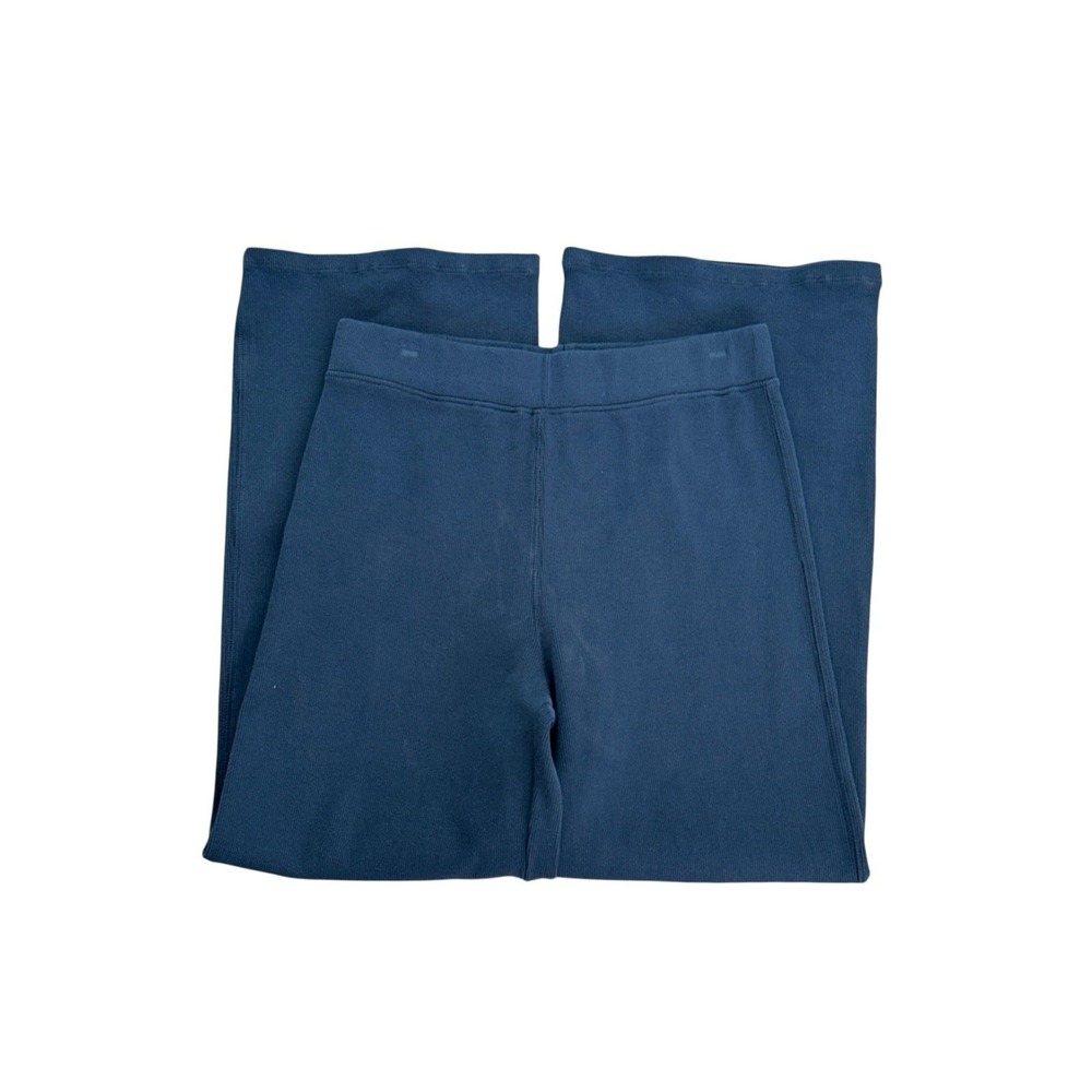 American Giant Women's L Rib Knit‎ Pullon Flareleg Pants Blue NWOT Inseam 29"